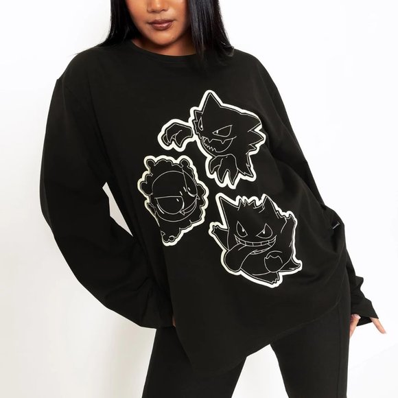 NWT BlackMilk x Pokemon Gastly Evolution long sleeve oversized pullover t-shirt - Picture 6 of 16